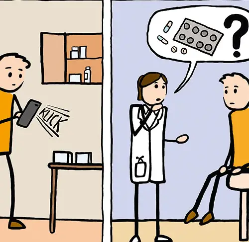 Pillen-Selfie Comic Strip